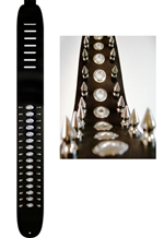 Metalringe/Spikes skulderstrop i sort l�der- P25SPIKE-553 