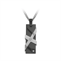 X på sort, stål halskæde 