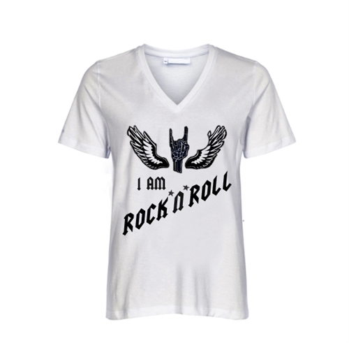 I AM ROCKNROLL T-SHIRT WHITE: THE V.
