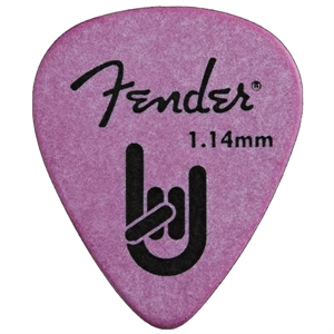 Fender 351 Rock On Pickpack plektre. 12stk 1.14mm Extra Heavy i Lilla